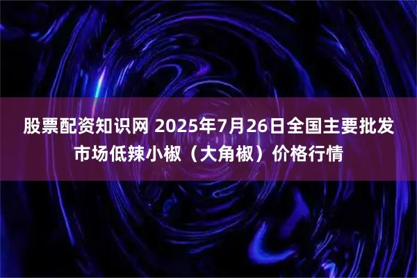 股票配资知识网 2025年7月26日全国主要批发市场低辣小椒（大角椒）价格行情